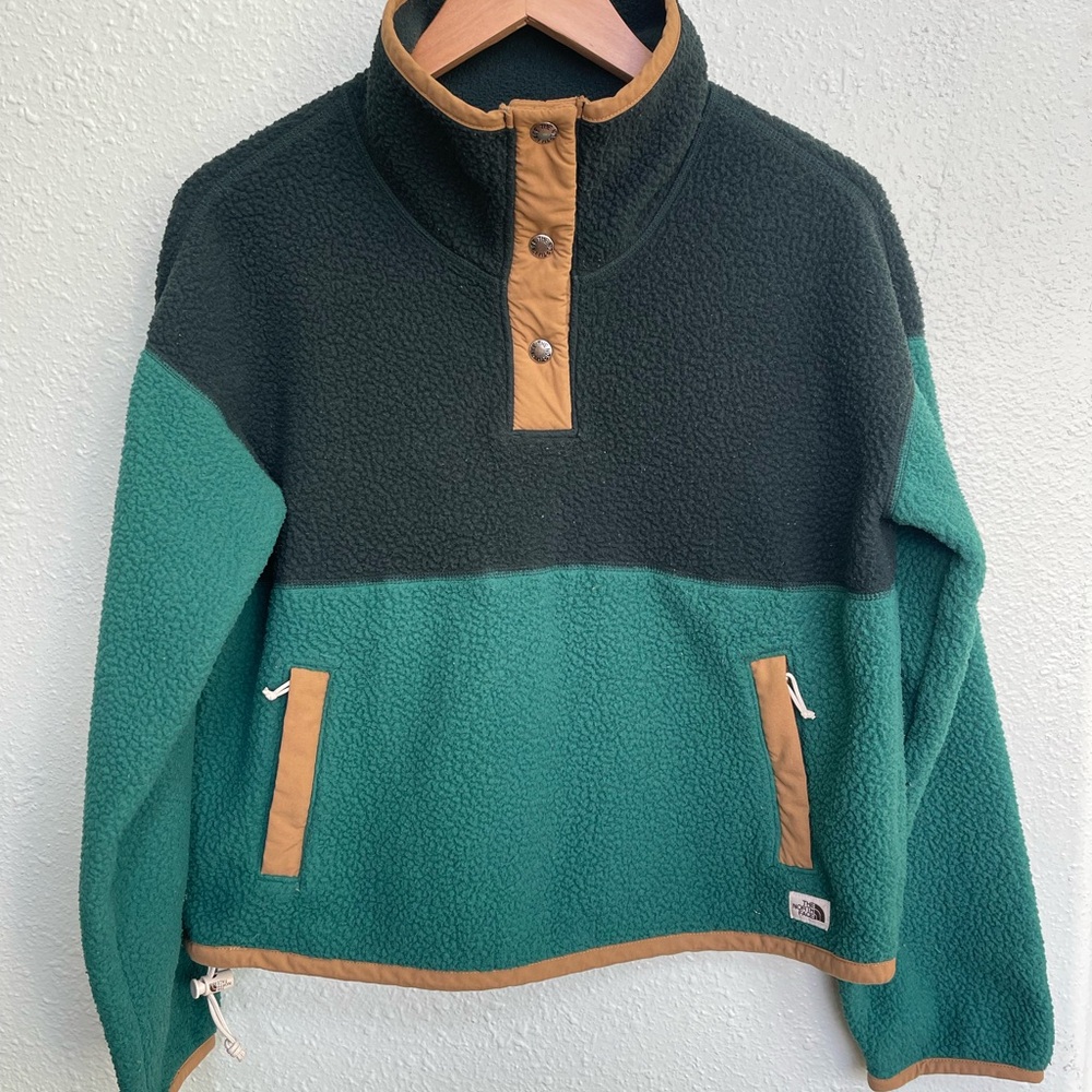The North Face Green and Tan Zip Up Jacket